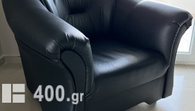ΣΕΤ δερμάτινος καναπές μαύρο  τριθέσιο διθέσιο μονοθέσιο