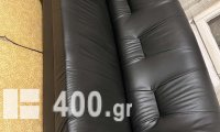 ΣΕΤ δερμάτινος καναπές μαύρο  τριθέσιο διθέσιο μονοθέσιο