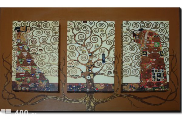 Ζωγραφική-αντίγραφο-Τρίπτυχο σε διπλό καμβά 55Χ95 εκ. by Klimt